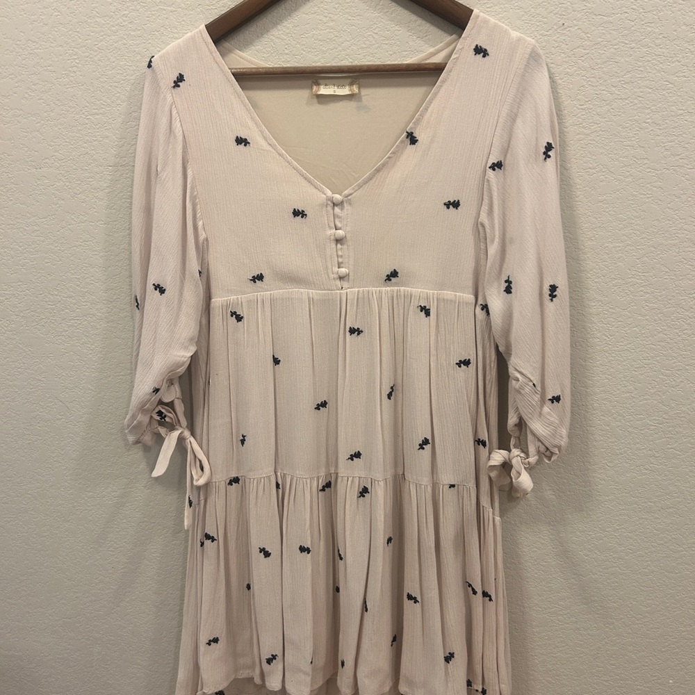 Altar'd State Cream Blouse with Black Embroidery